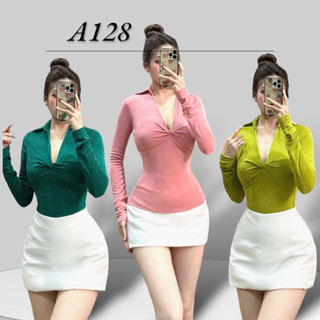 A128 - Áo Cổ Sơ Mi Tay Dài Xoắn V1 - Ngọc Lucie