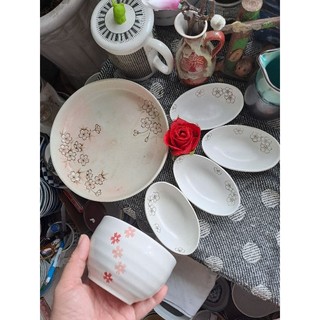 Dĩa mộc hoa khắc đa dạng mẫu mã gốm sứ nhật 2hand