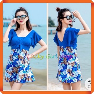Bikini Kín Đáo Che Bụng Tay Cánh Tiên, Họa Tiết Hoa Size Từ 55-65Kg - Có Ảnh Thật Trải Nền - Lucky Girl shop NHA TRANG