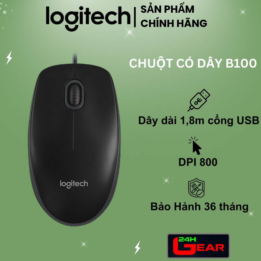 Chuột máy tính Logitech B100 ( Bảo hành 36 tháng)