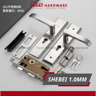 (Shebei 1.0mm) Khoá Tay Gạt Tay Ốp INOX 304 dùng cho mọi loại cửa đố 4x8