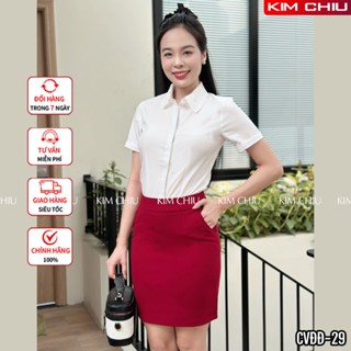 Chân Váy Ôm Công Sở Kim Chiu Đỏ Đô Vải Tuyết Mưa Cao Cấp, Tôn Dáng, Không Xù Lông, Dài 45cm CV-29