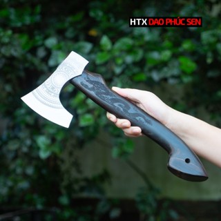 Búa rìu đi rừng đi phượt cán gỗ mun R03M HTX DAO PHÚC SEN