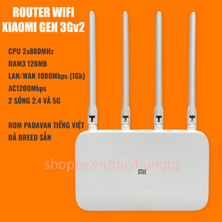 Wifi router xiaomi gen 3Gv2 3G v2 AC1200 cổng WAN LAN 1G