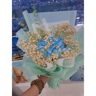 Hoa sáp mix hoa baby khô,hoa hồng lụa, hoa hồng sáp