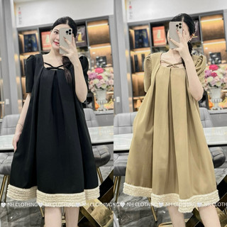 Váy xuông thiết kế cao cấp NH Clothing tuyết mưa mềm mại chất ren mềm phối chân ren