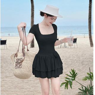 Đầm Body Xòe Tầng Cổ Vuông Tay Con  Siêu Hách Dáng TER9899 (HỎA TỐC)