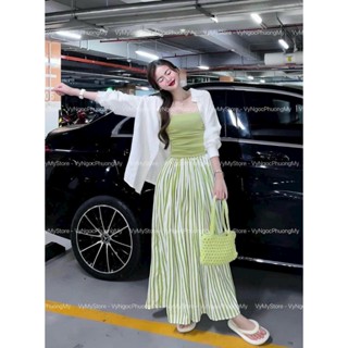 Set váy nữ 3 món chất đũi nhăn lót gân áo cúp ngực kèm khoác mix chân váy lennin thiết kế xinh xắn nữ tính