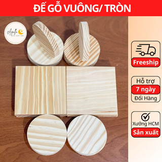 Đế lót vuông/ tròn bằng gỗ dùng để lót ly, decor nội thất