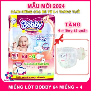 [MẪU MỚI TẶNG 4 MIẾNG] Miếng Lót Bobby Newborn 1 (64+4 miếng)