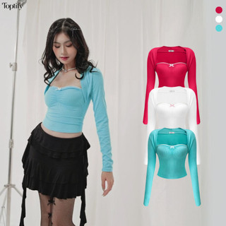 Áo croptop nữ tay dài khoét nách TOPTIFY đính nơ ngực Nadia Top AC115