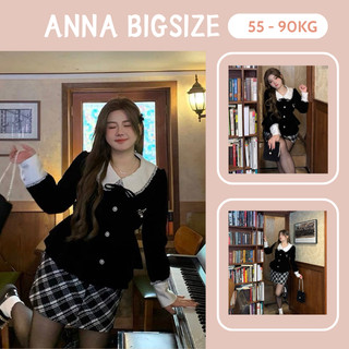 Áo khoác BIGSIZE cổ bèo tiểu thư / Áo kiểu tiểu thư BIGSIZE cổ bèo dài tay cho nàng chubby