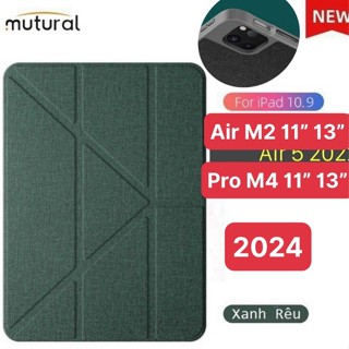MUTURALốp lưng 2 mặt Bao da GẤP TAM GIÁC 3 SỌC IPAD GEN PRO AIR 6 7 M2 M3 M4 11 13 2024 2025 MINI 7 KÈM KHE ĐỰNG BÚT
