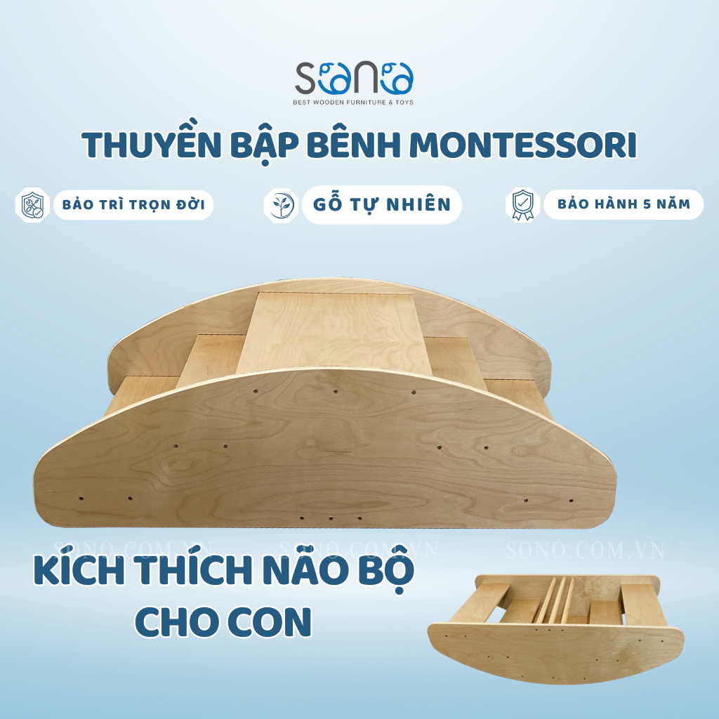 Thuyền bập bênh Rocking Boat kích thích não bộ phát triển BB02 - Sono Montessori