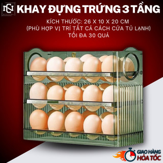 Khay đựng trứng thông minh, hộp đựng trứng 3 tầng thông minh có thể tự lật khi hết trứng sức chứa 30 quả a01