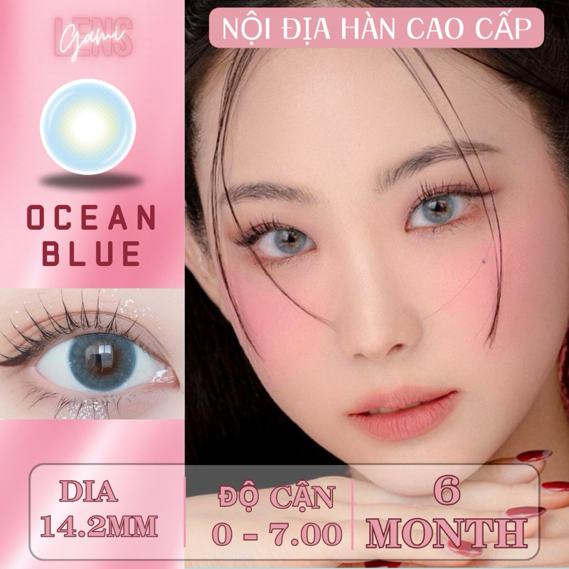 Kính áp tròng 6 tháng Hàn Quốc GAMILENS xanh Blue độ cận 0 - 8 Zlens OCEAN BLUE