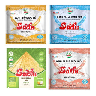 Combo Bánh Tráng Gạo Mè 75gr, Nước Dừa 70gr , Rong Biển 45gr, Ruốc Biển 60gr Nướng Sẵn SACHI