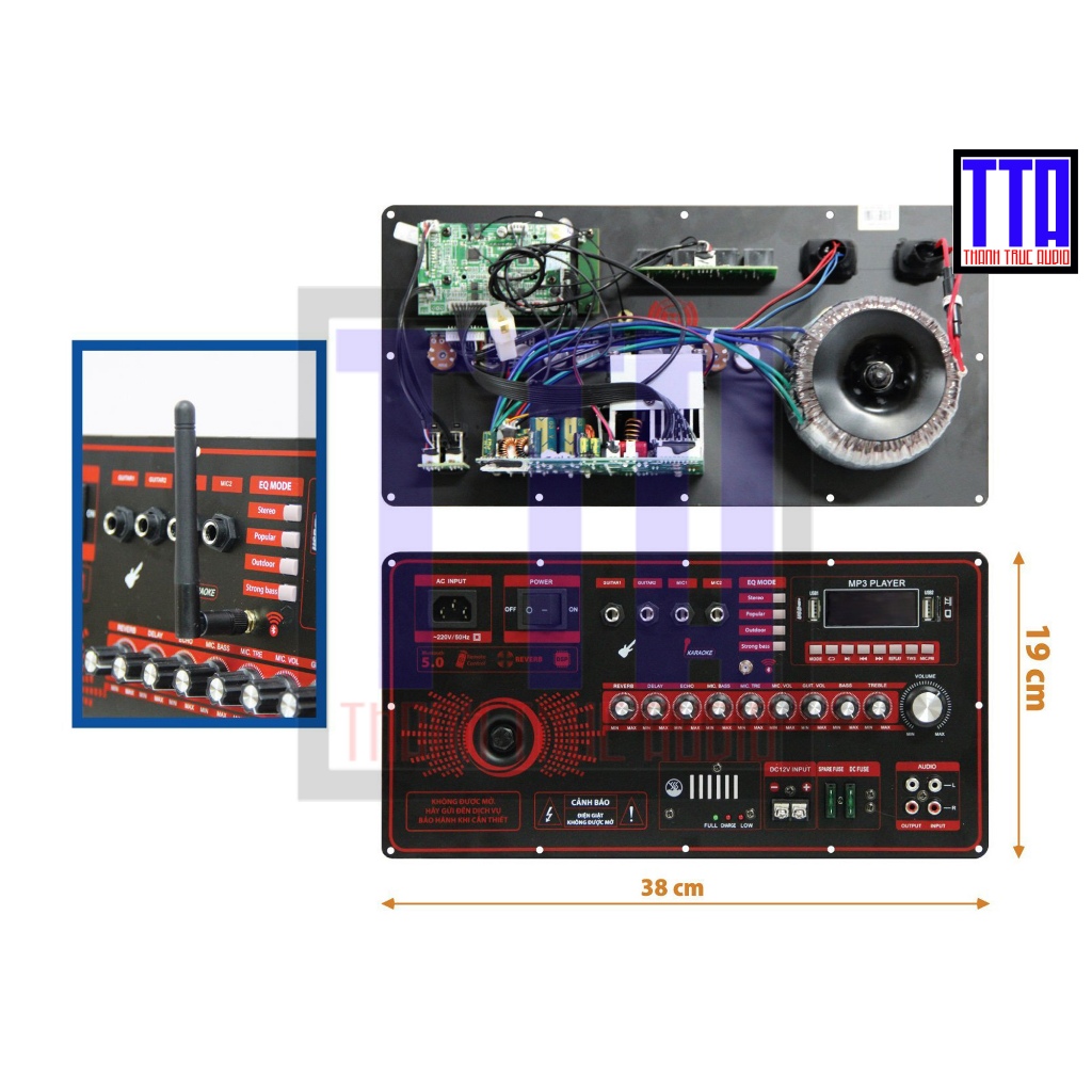 Bo mạch loa kéo - reverb DSP - delay - 5 tấc đơn - 5 tấc đôi - 19x38 - DSP30