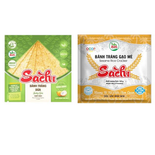 Combo 10 Bì Bánh Tráng Nước Dừa+10 Bì Bánh Tráng Gạo Mè Nướng Sẵn SACHI 75 Gam