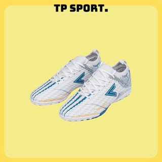 Giày đá bóng sân cỏ nhân tạo mitre MT 230727 2 màu trắng xanh và đỏ bạc thể hiện mạnh mẽ