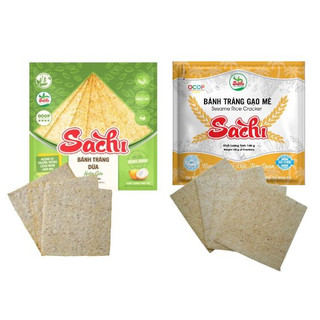 Thùng 50 gói bánh tráng gạo mè, nước dừa Sachi