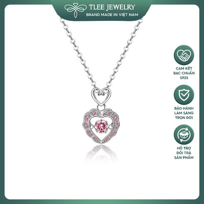 Dây chuyền bạc nữ TLEE mặt trái tim blink đá nhẩy độc đáo Dancing stone bạc s925 bạch kim cao cấp TLEE JEWELRY D0243