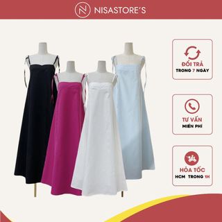 Đầm maxi 2 dây cột cách điệu nhiều màu xinh form suông rộng có thể mặc như đầm bầu