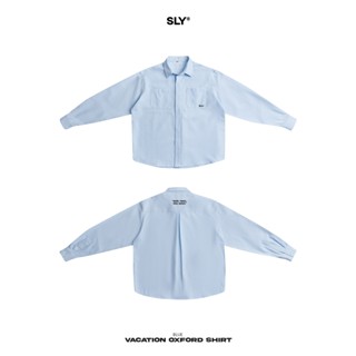 Áo Sơmi Form Rộng Vacation SLY Vải Oxford Cotton Màu Xanh Dương