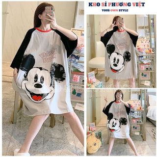 Váy ngủ mặc nhà chất thu không phai màu, mềm mịn, mát, thấm hút mồ hôi tốt nhiều hình kute - KHOSI