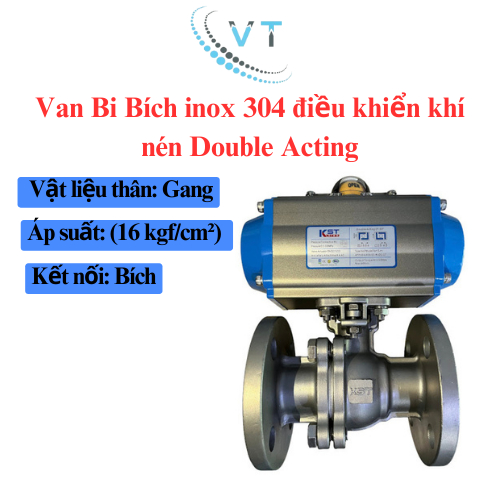 Van Bi Mặt Bích JIS10K CF8 điều khiển khí nén KST 100A-150A