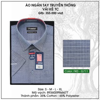 Áo Sơ Mi Công Sở Form Regular Ngắn Tay Vạt Ngang Vĩnh Tiến 355