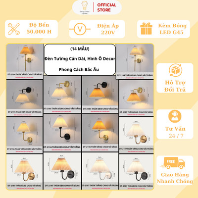 (14 Mẫu) Đèn Tường Energy Green Lighting Cán Dài , Hình Ô - Decor Trang Trí Phòng Ngủ - Mẫu Mới 2024