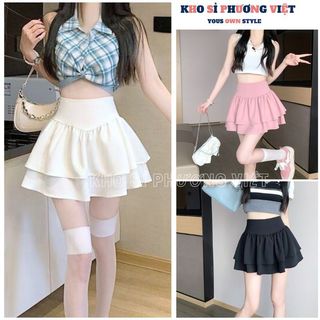 Chân váy ngắn xoè tầng lưng cao tôn dáng, Chân váy xếp ly 3 màu kiểu dáng trẻ trung ngọt ngào - KHOSI