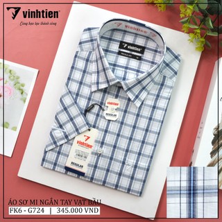 Áo Sơ Mi Ngắn Tay Sọc Caro Vạt Bầu Form Regular Vĩnh Tiến 345 - Nhiều Màu