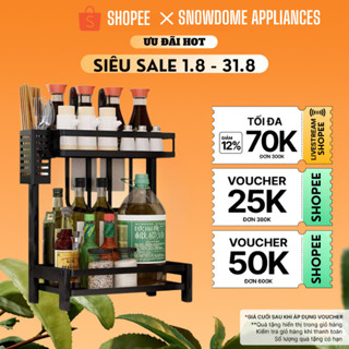Kệ gia vị 2 tầng Kệ đựng chai lọ gia vị nhà bếp bằng thép carbon vắt dao thớt tiện dụng chắc chắn