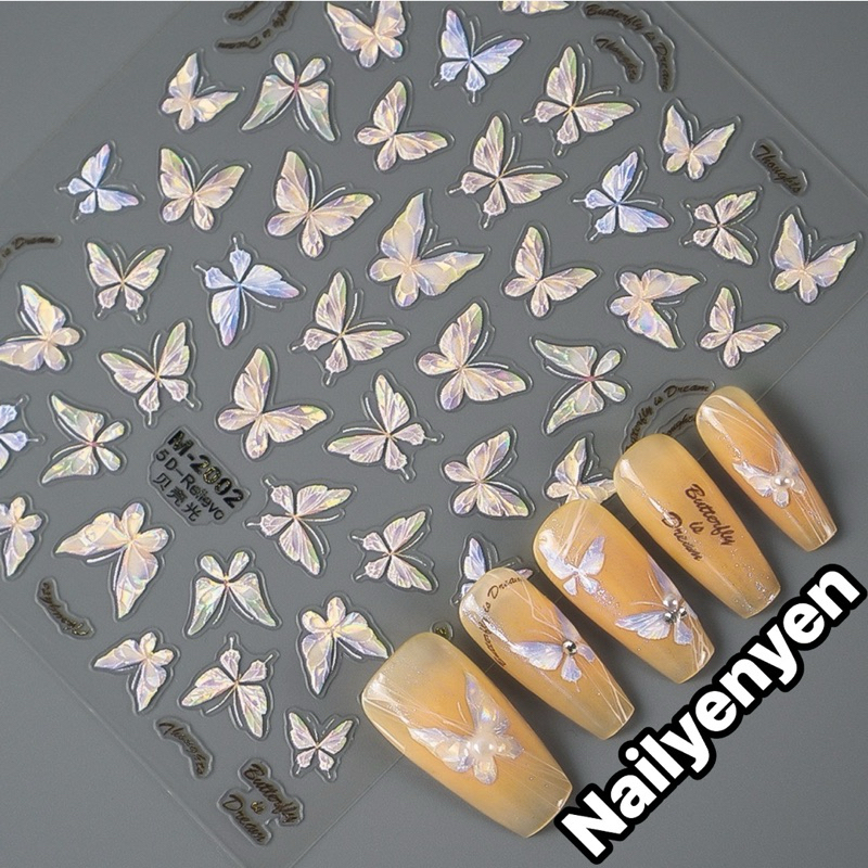 sticker bướm nổi 5D dán trang trí móng