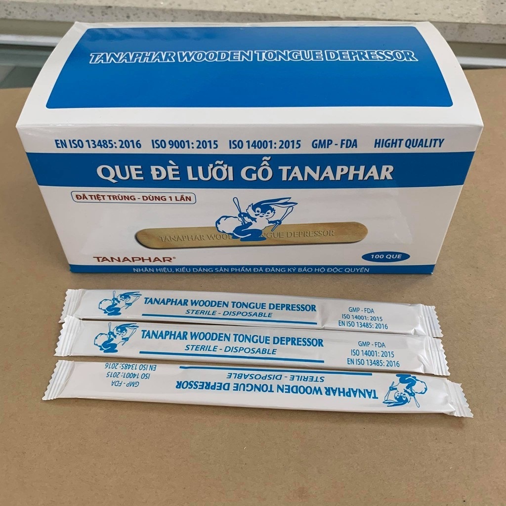 Que đè lưỡi gỗ Tanaphar (Hộp 100 cái)
