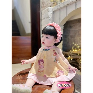 Sét bộ cổ yếm trung thu kèm bờm xinh cho bé gái