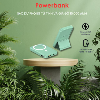 Sạc Dự Phòng Không Dây Kết Hợp Giá Đỡ Từ Tính 10000MAh 15W Sạc Nhanh 22.5W