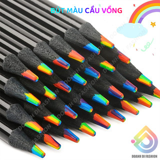 Bút chì cầu vồng, viết chì sáp nhiều màu, văn phòng phẩm hoạ cụ bút chì màu