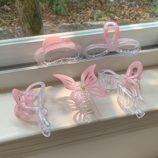 Kẹp tóc càng cua bướm nơ trắng hồng Lassy phong cách tiểu thư cho nàng [ MÃ C501 ] [KHO1- KHO2]