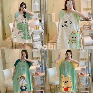 Váy ngủ,Đầm Ngủ Hoạt Hình  Siêu Cute, chất cottong co giãn 4 chiều phom to 70kg quay đầu
