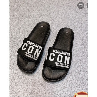 Dép nam Dsquared2 ICON chữ trắng in nổi siêu đẹp-Dép Icon boy phố hot 2024