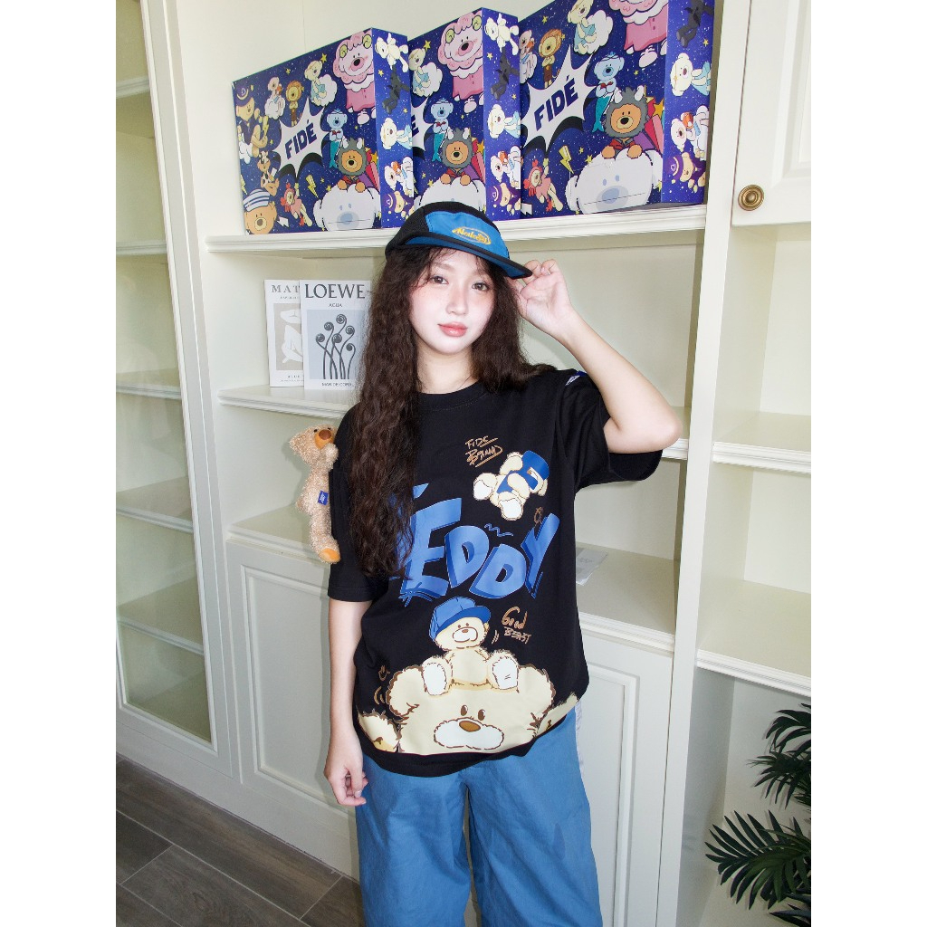 Áo thun FIDE TEDDY phông unisex form rộng local brand nam nữ cổ tròn oversize Đính gấu (TẶNG GẤU) | BigBuy360 - bigbuy360.vn