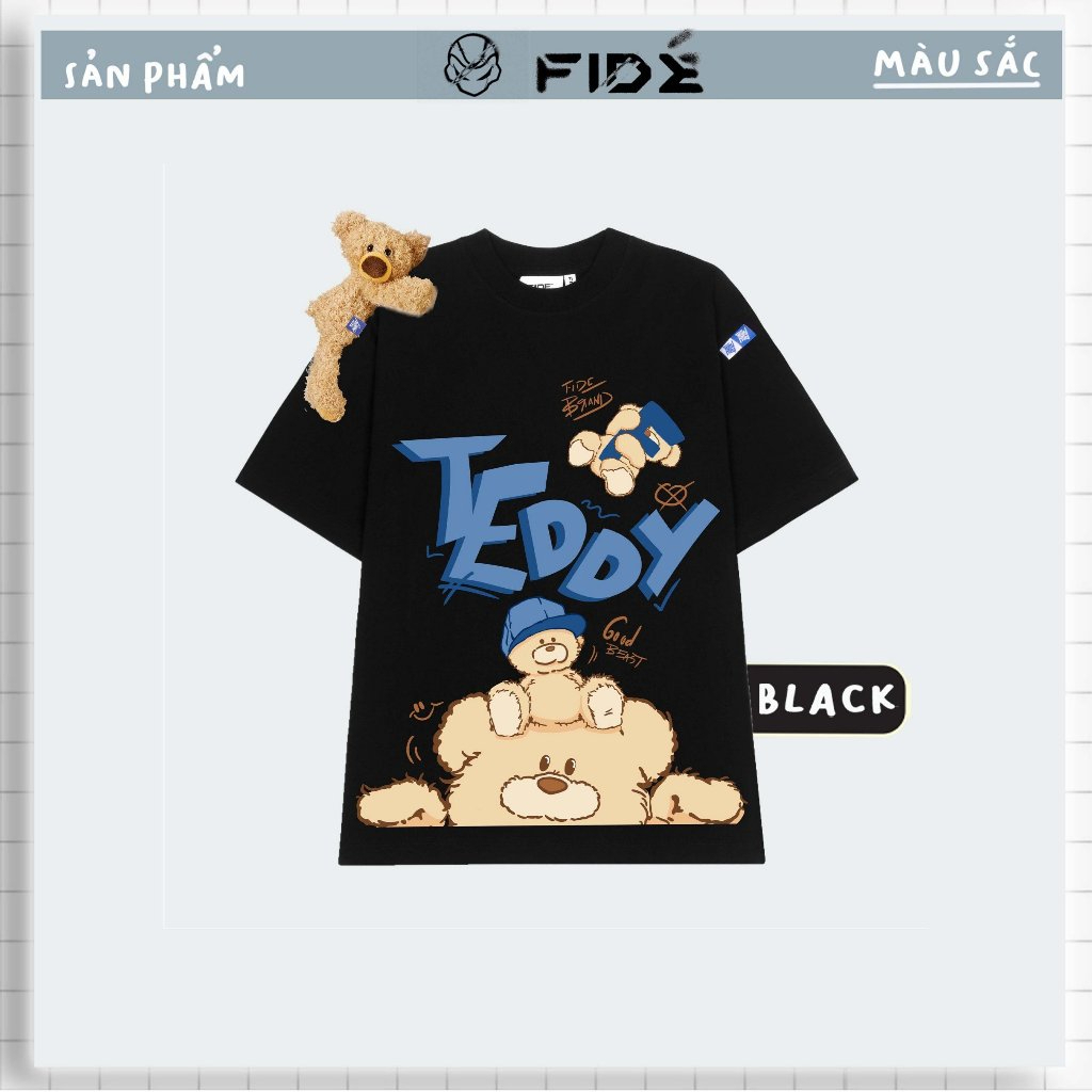 Áo thun FIDE TEDDY phông unisex form rộng local brand nam nữ cổ tròn oversize Đính gấu (TẶNG GẤU) | BigBuy360 - bigbuy360.vn