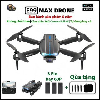 Flycam E99 Max, Flaycam động cơ không chổi than kháng gió cấp 5, Camera kép 4k, plycam giá rẻ