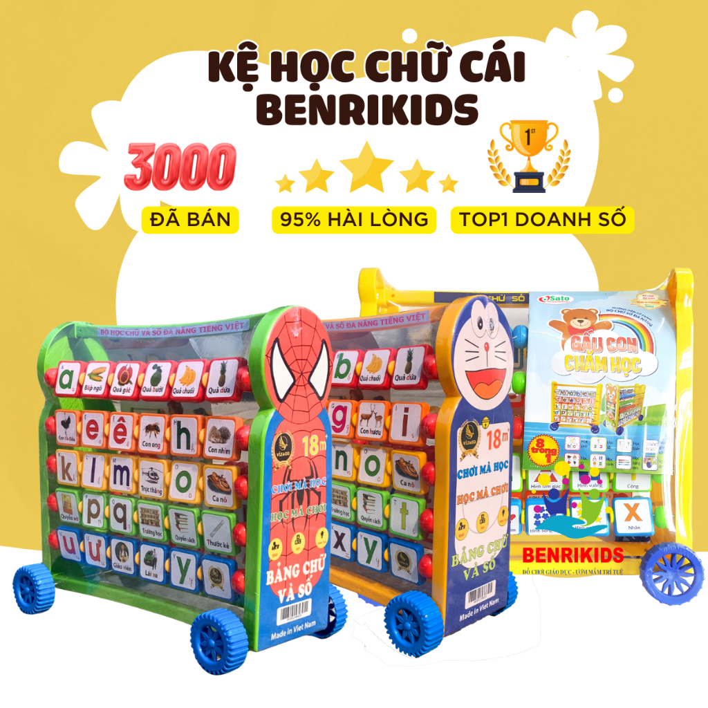 Đồ Chơi Kệ Bảng Học Chữ Cái, Chữ Số Đa Năng Kệ Gấu Hàng Việt Nam, Xe Đẩy Đa Năng, Bộ Chữ Cái Tiếng Việt Cho Bé