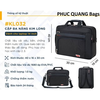 Cặp xách học sinh màu đen đa năng kim long #kl032