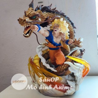 Mô hình Dragon Ball Saiyan Siêu Saiyan 3 Long Quyền Goku Phiên bản Rồng Vàng cao 29.5cm