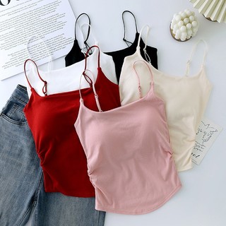 [Carla] Áo yếm Retro cotton áo hai dây nữ gợi cảm Hàn Quốc áo thun ôm body, áo 2 dây có mút đệm ngực cao cấp 2138